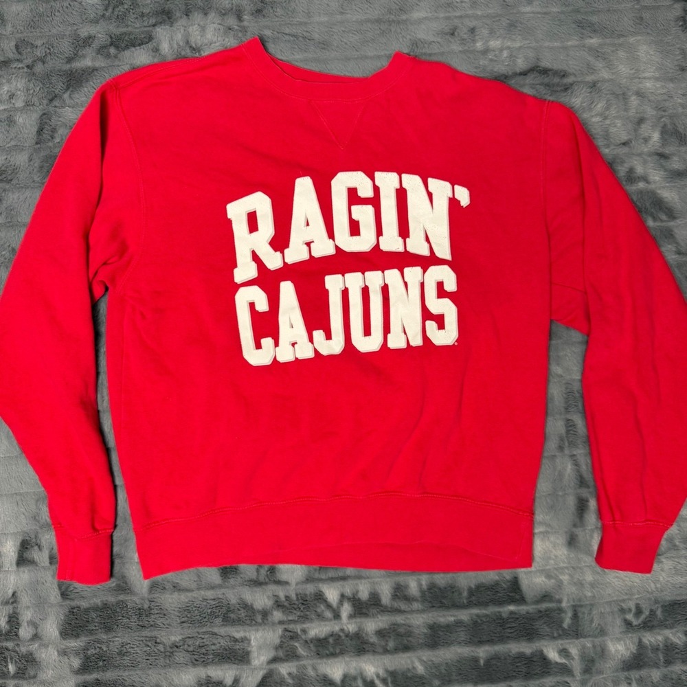 Gear For Sports Big Cotton Ragin Cajun Sweatshirt Mens Medium Red Louisiana NCAA